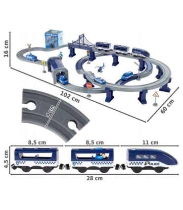 WOOPIE Kolejka Elektryczna Tor Samochodowy Komisariat Policji Helikopter Auta 92 el.