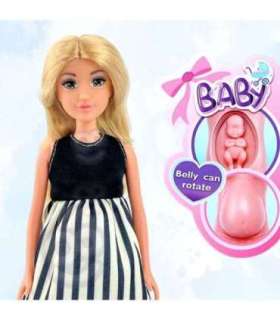 WOOPIE ROYAL Lalka Lily w Ciąży Sukienka w Czarno-białe Paski