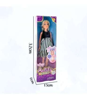 WOOPIE ROYAL Lalka Lily w Ciąży Sukienka w Czarno-białe Paski