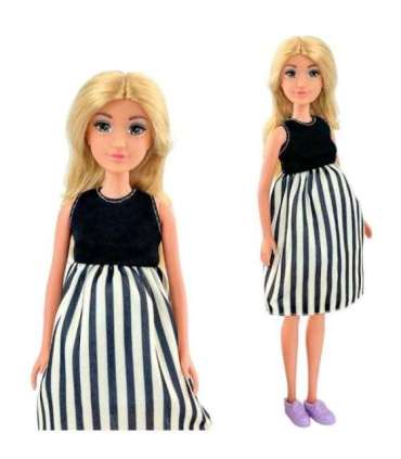 WOOPIE ROYAL Lalka Lily w Ciąży Sukienka w Czarno-białe Paski