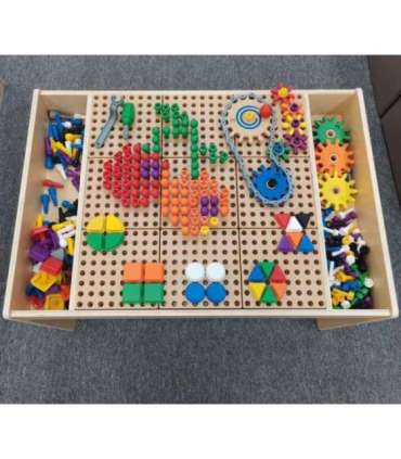 MASTERKIDZ Drewniany Stół Edukacyjny + AKCESORIA STEM WALL