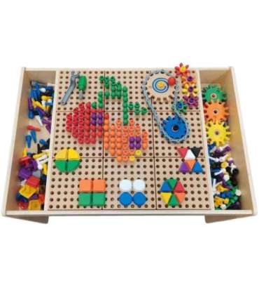 MASTERKIDZ Drewniany Stół Edukacyjny + AKCESORIA STEM WALL