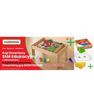 MASTERKIDZ Drewniany Stół Edukacyjny + AKCESORIA STEM WALL