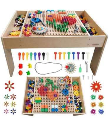 MASTERKIDZ Drewniany Stół Edukacyjny + AKCESORIA STEM WALL