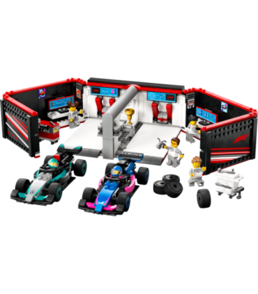 LEGO City F1 garaaž, Mercedes-AMG ja Alpine autod