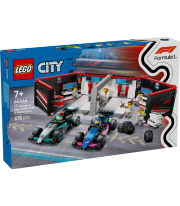 LEGO City F1 garaaž, Mercedes-AMG ja Alpine autod