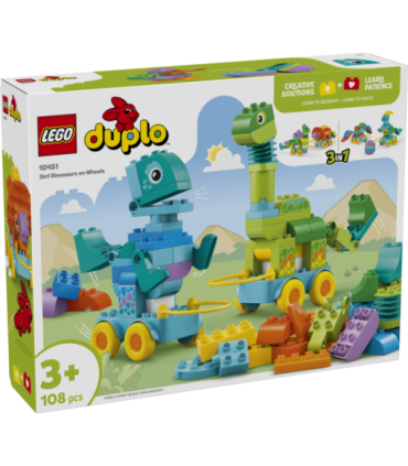 LEGO DUPLO Kolm ühes: dinosaurused ratastel
