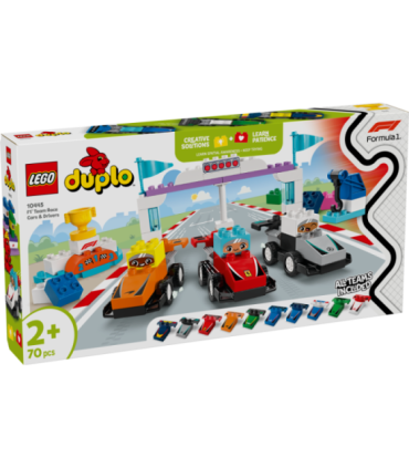 LEGO DUPLO F1 meeskonna võidusõiduautod ja sõitjad