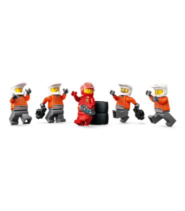 LEGO City F1 boksipeatus ja boksimeeskond Ferrari autoga