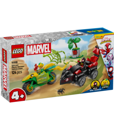LEGO Spidey Spini ja Electro dinosaurusesõidukite tagaajamine