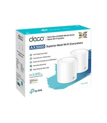 AX3000 Whole Home Mesh Wi-Fi 6 System Deco X60 (2-pack) 802.11ax 2402+574 Mbit/s 10/100/1000 Mbit/s Ethernet