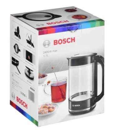 Bosch TWK70B03 electric kettle 1.7 L 2400 W Black, Transparent