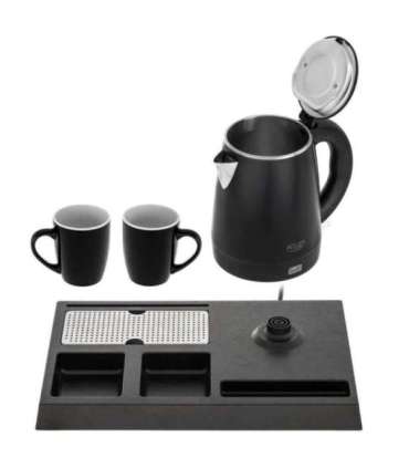 Adler AD 1387 Hotel kettle stainless steel 1 L + tray with cups black