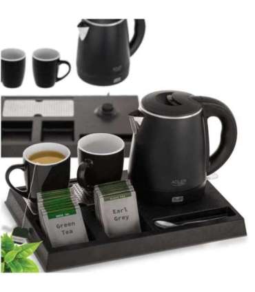 Adler AD 1387 Hotel kettle stainless steel 1 L + tray with cups black