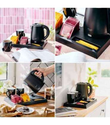 Adler AD 1387 Hotel kettle stainless steel 1 L + tray with cups black