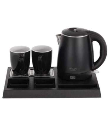 Adler AD 1387 Hotel kettle stainless steel 1 L + tray with cups black