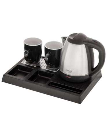 Adler AD 1354 Hotel kettle stainless steel 1.2 L + tray with cups black, steel