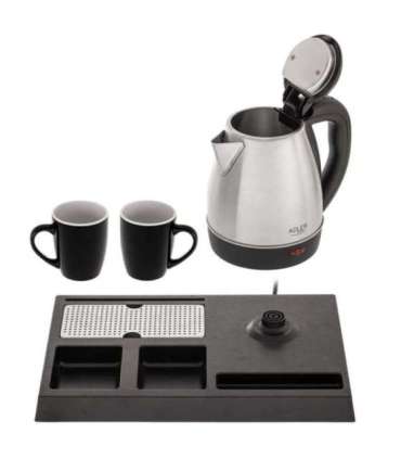 Adler AD 1354 Hotel kettle stainless steel 1.2 L + tray with cups black, steel