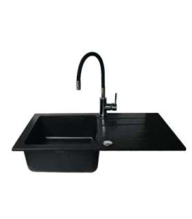 BALI sink (62x44) 1B1D black + Lungo mixer tap