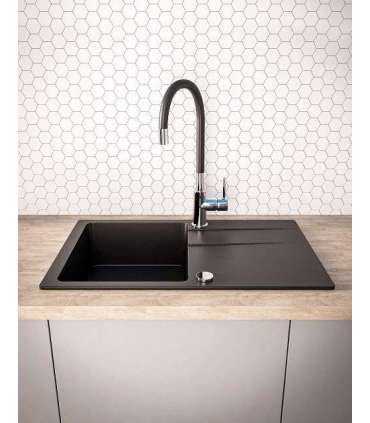 BALI sink (62x44) 1B1D black + Lungo mixer tap