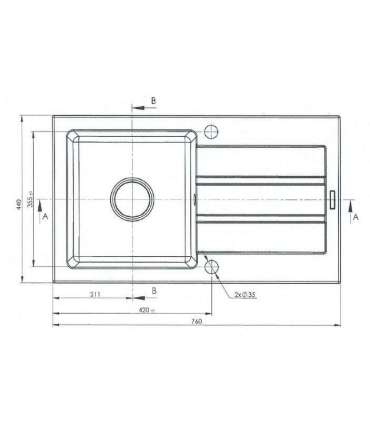 Sink MAIDSINKS Promo 76x44 1B 1D black