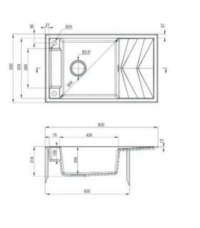 1-bowl magnetic granite sink with drainer