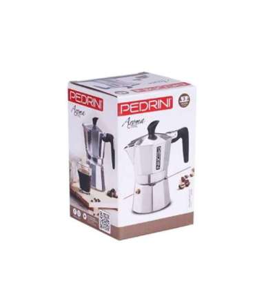 Pedrini Coffee Maker polished Aluminum 3 Cups silver black (9083-3) (90833)