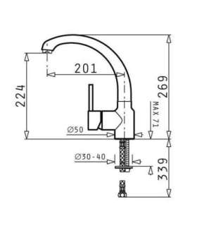 Kitchen tap Pyramis iron grey