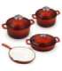 XANTEN cast iron 7pcs cookware set, red