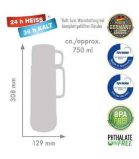 ROTPUNKT Glass thermos, capacity 0.750 l, shiny grape (bishop's purple)