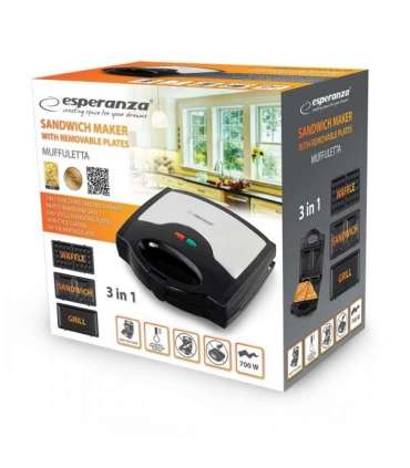 Esperanza EKT005 sandwich maker 700 W Black, Gray