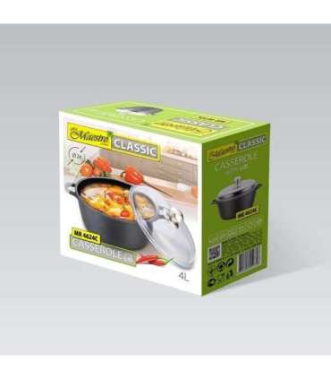 Maestro MR-4624C Pot with lid 24 cm 4 l Black