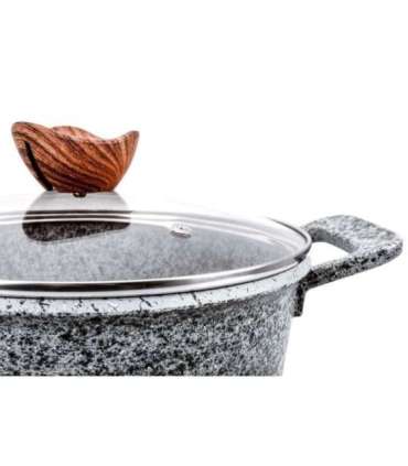 PROMIS Set of pots GRANITE, saucepan 16 cm, pots 20,24,28 brown handles