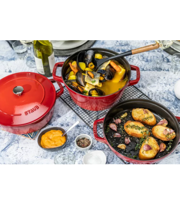 Staub La Cocotte Round Cast iron Casserole baking dish -- SET OF 3 PIECES
