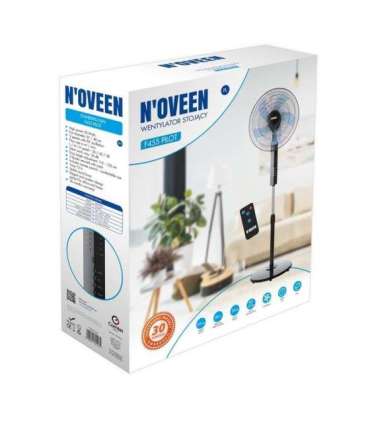 N'OVEEN F455 16"/40 cm standing fan with remote control, Black