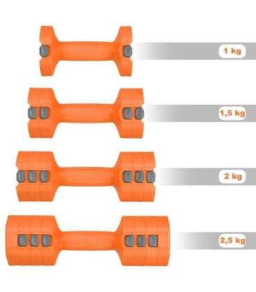 HL03 ADJUSTABLE DUMBBELLS ORANGE 2 x 2.5 KG HMS