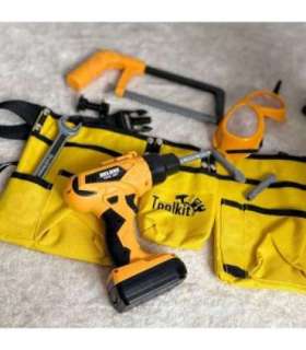 WOOPIE Набор инструментов для маленького мастера — защитные очки, отвертка, пояс для инструментов, 16 предметов.