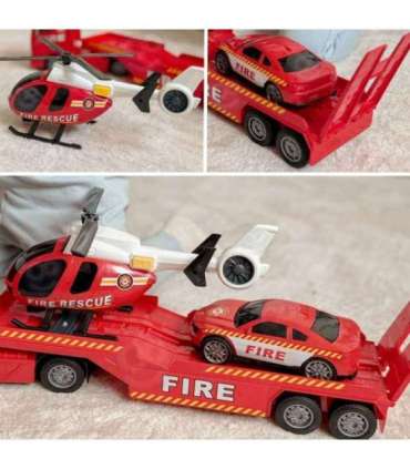 WOOPIE Zestaw Pojazdów Laweta Strażacka Helikopter Samochód Dźwięk Światła