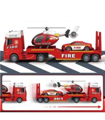 WOOPIE Zestaw Pojazdów Laweta Strażacka Helikopter Samochód Dźwięk Światła