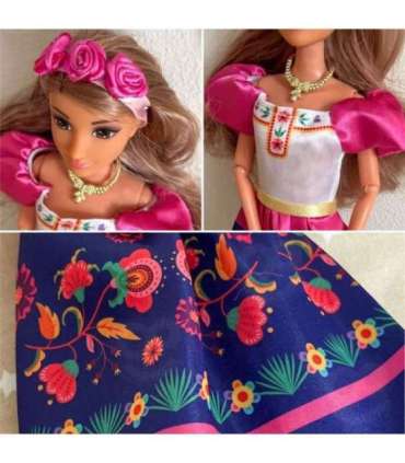 WOOPIE ROYAL Lalka Modowa Lily Tradycyjny Strój Kwietny Wzór