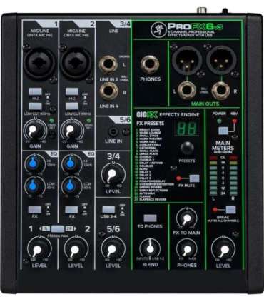 Mackie ProFX6v3 - 6-channel analogue mixer with USB interface, black