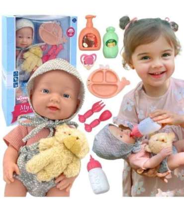 WOOPIE ROYAL Пупс 36 см в одежде с мишкой, с аксессуарами для кормления