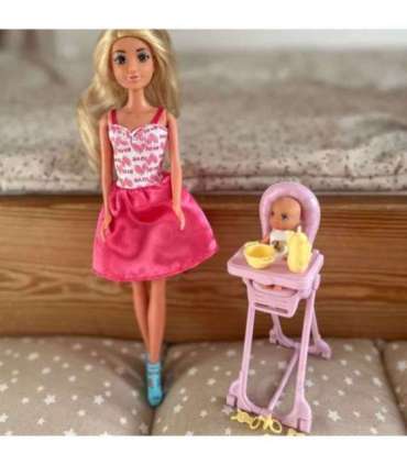 WOOPIE ROYAL Lalka Lily Bobas Krzesełko do Karmienia Zestaw Akcesoria