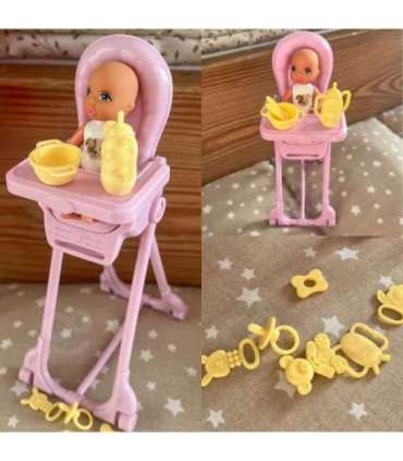 WOOPIE ROYAL Lalka Lily Bobas Krzesełko do Karmienia Zestaw Akcesoria