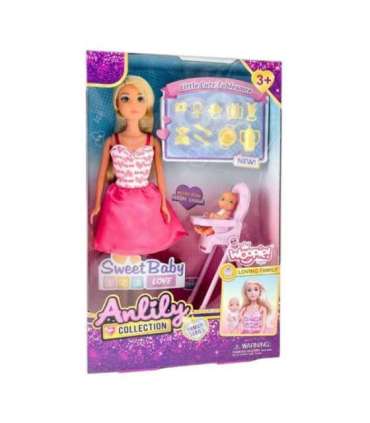 WOOPIE ROYAL Lalka Lily Bobas Krzesełko do Karmienia Zestaw Akcesoria