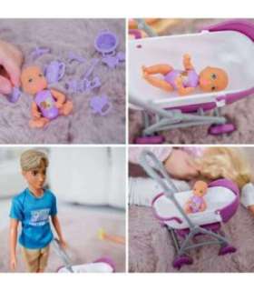 WOOPIE ROYAL Zestaw Lalek Rodzina Lily w Ciąży Tata Niemowlak Wózek Akcesoria