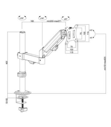 Maclean monitor mount, gas spring, 17"-32", 2-10kg, black, MC-135