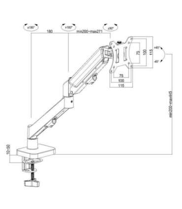 Maclean monitor mount, gas spring, 17"-32", 2-10kg, black, MC-133