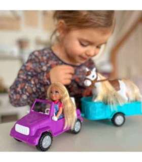 WOOPIE ROYAL Lalka Niki Zestaw z Koniem Samochodem i Przyczepą