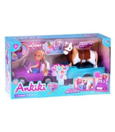 WOOPIE ROYAL Lalka Niki Zestaw z Koniem Samochodem i Przyczepą